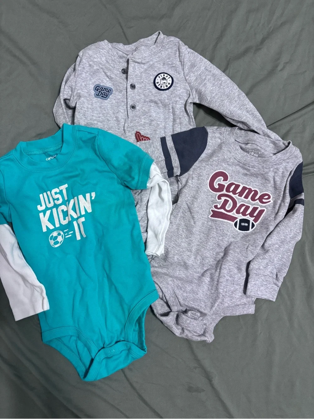 Carter’s onesie lot - sports theme 18 months long sleeve
